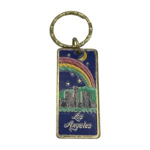 Vintage 80’s Los Angeles City Rainbow Night Tourist Souvenir Keychain 1982